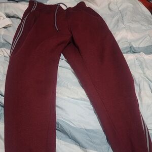 Maroon Jogger Pants with Stripes